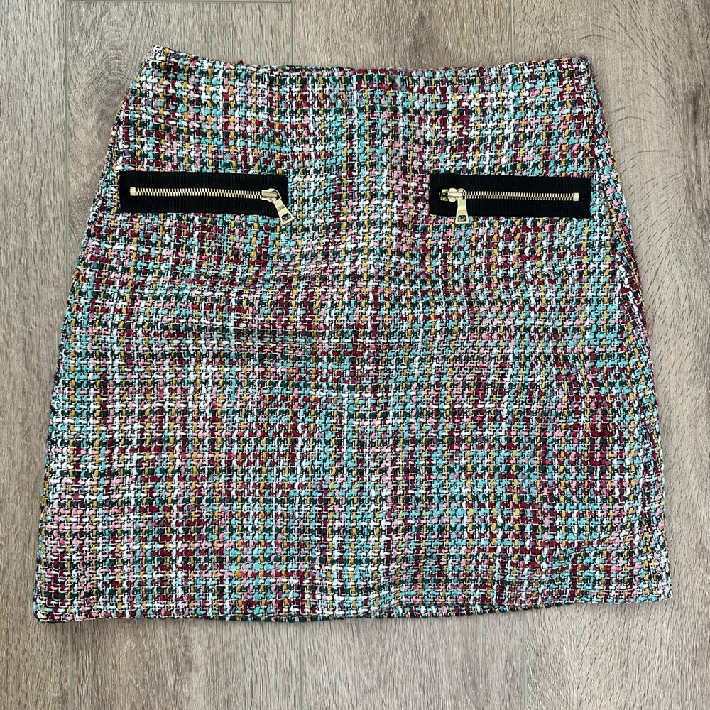 LOFT Blue and White Pencil Mini Skirt for Work